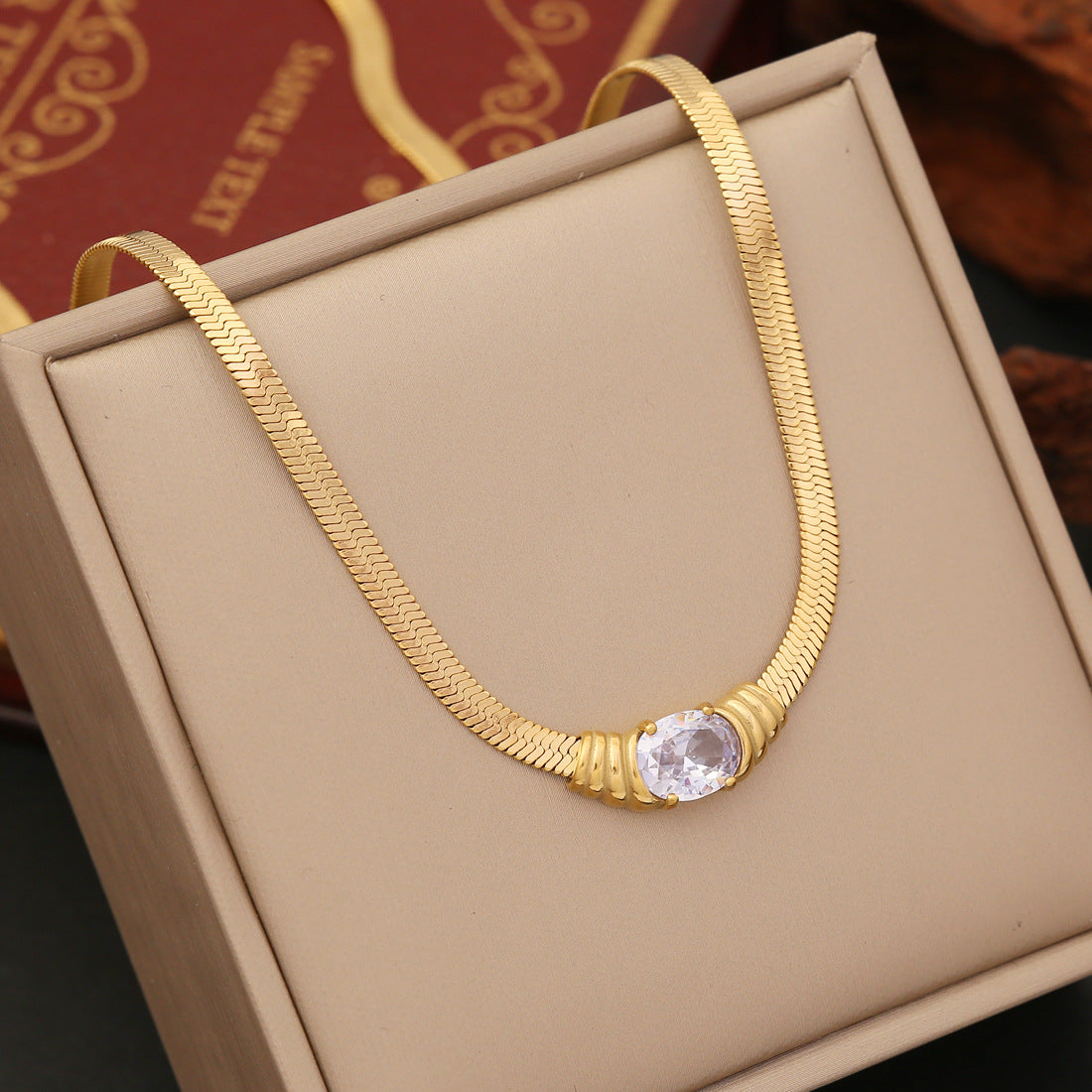 Elegant Stainless Gold Bracelet, Earrings & Necklace
