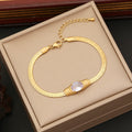 Elegant Stainless Gold Bracelet, Earrings & Necklace